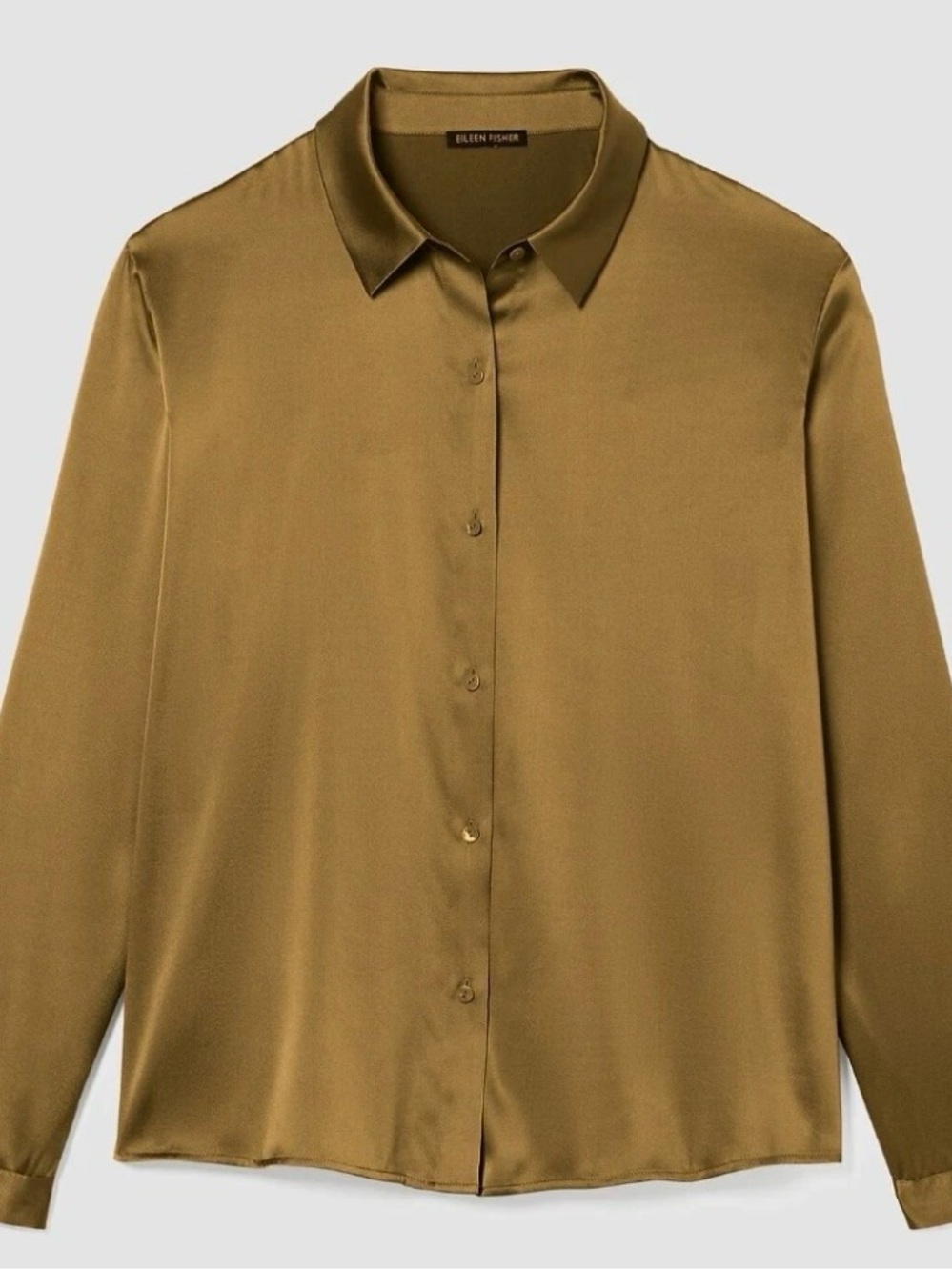 EILLEN FISHER GOLD LEAF color  Silk Charmeuse Shirt Size XS. NWT - Picture 2 of 5